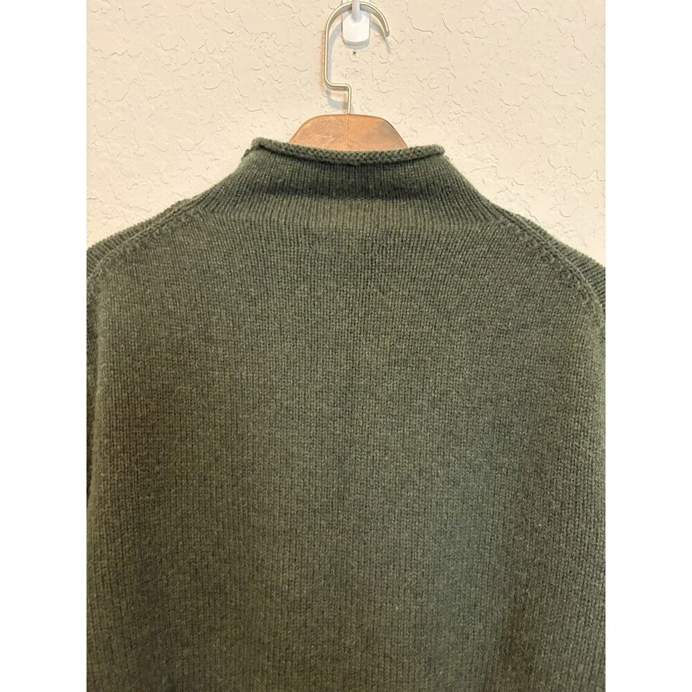 J. Crew Oarsman 100% Lambswool Mens Rollneck Sweater Size Large Fisherman Green